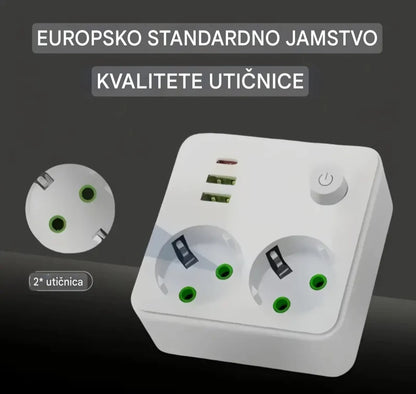 UTIČNICA RAZDJELNIK 2x USB + TYPE-C – PAMETNO PUNJENJE BEZ NEREDA!